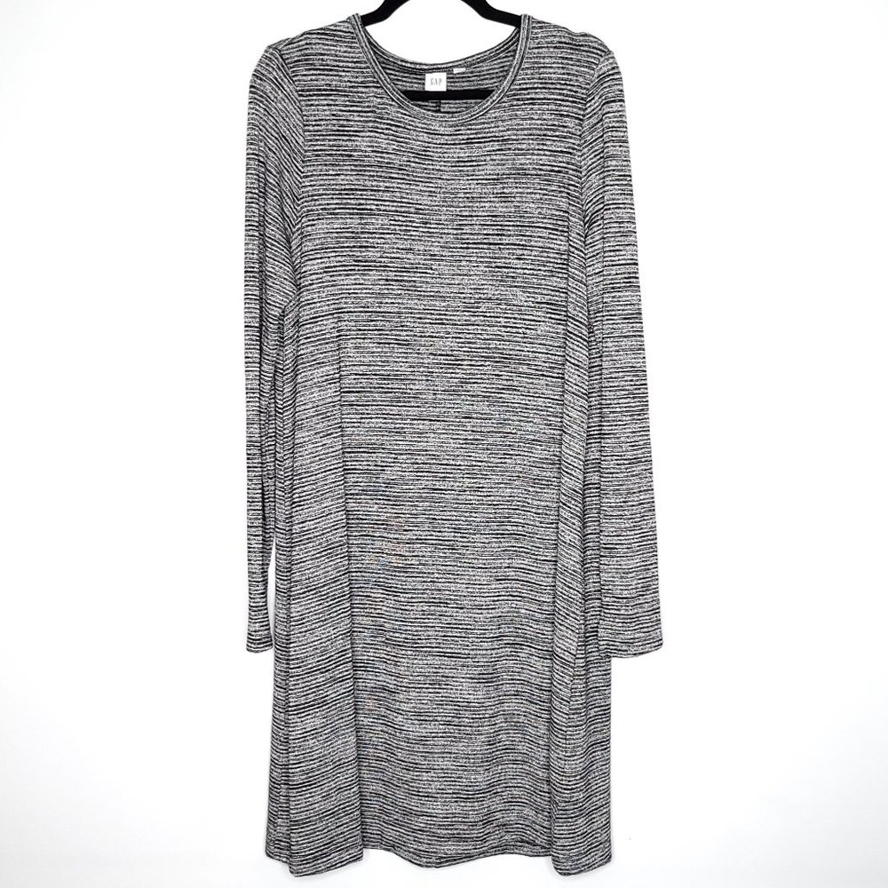 GAP Soft Spun Heather Grey Long Sleeve Swing Dress